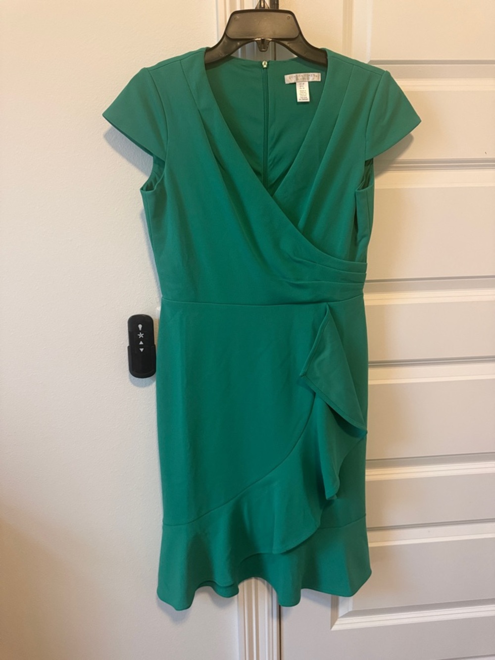 Green Wrap Ruffle Midi Dress